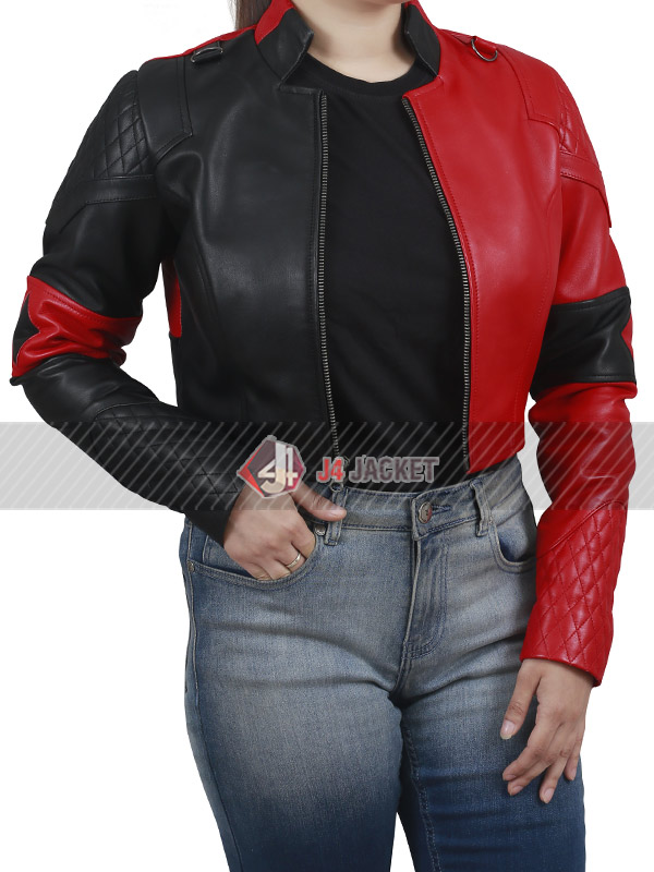 Harley Quinn Red Leather Jacket
