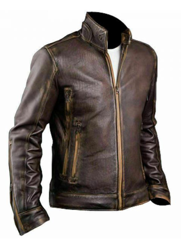 Men’s Cafe Racer Motorcycle Leather Jacket