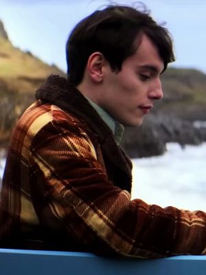 The Loneliest Boy in the World Max Harwood Brown Wool Shearling Plaid Jacket