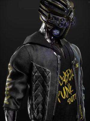 Video Game Cyberpunk 2077 Cyborg Black Quilted Leather Jacket