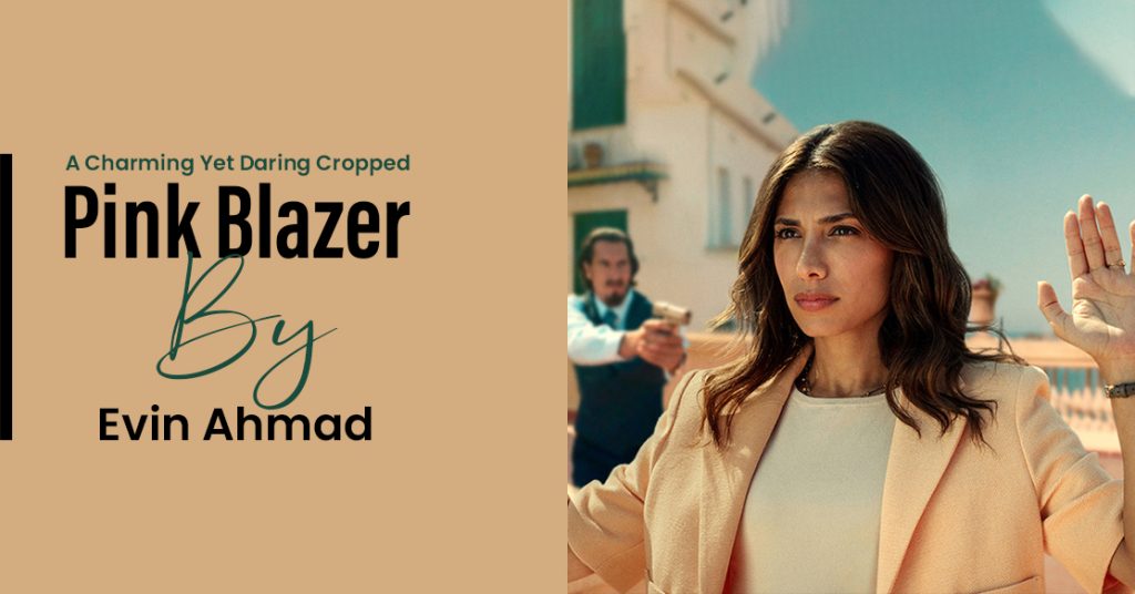 A Charming Yet Daring Cropped Pink Blazer By Evin Ahmad