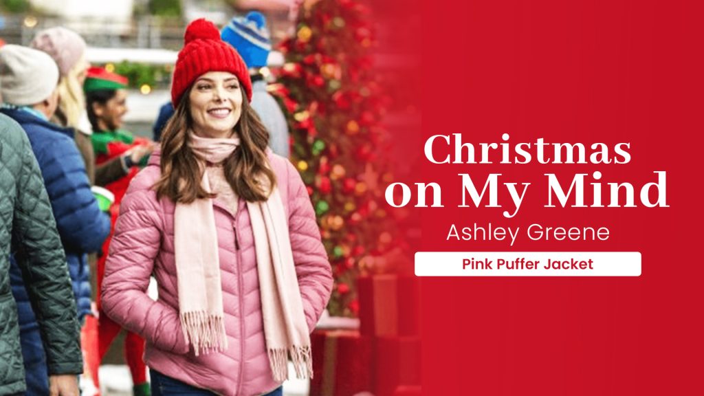 Ashley Greene Christmas on My Mind Pink Puffer Jacket