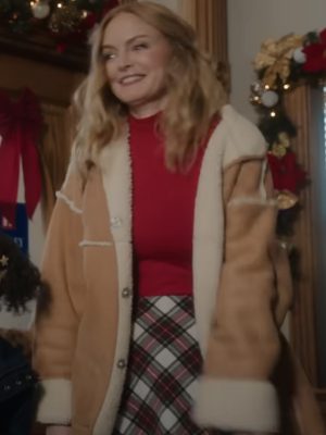 Best Christmas Ever 2023 Heather Graham Brown Shearling Jacket