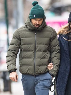 Ryan Reynolds Green Puffer Hooded Jacket
