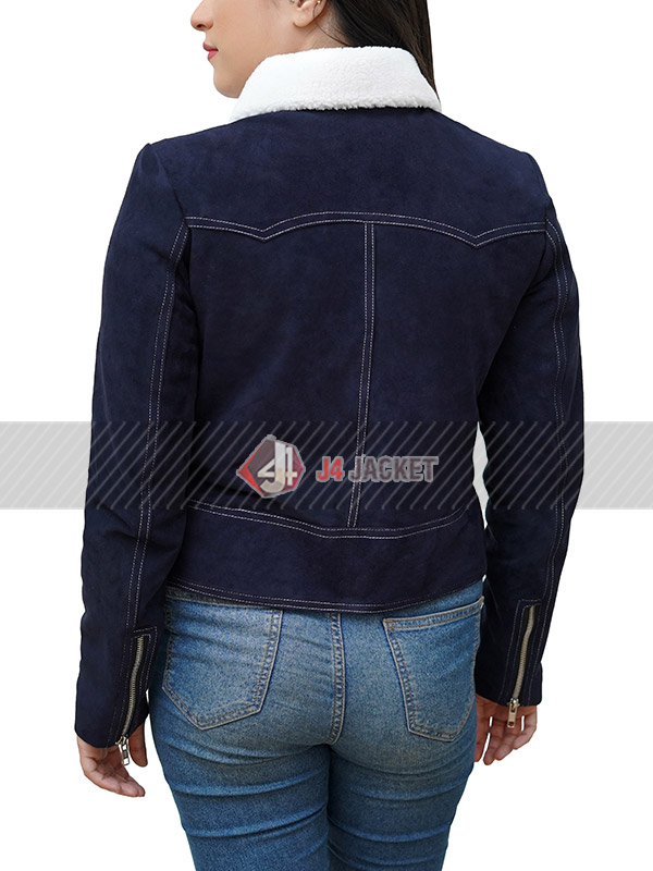American Singer Selena Gomez Blue Leather Jacket