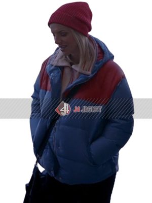 Kara Killmer Chicago Fire Red And Blue Puffer Hooded Jacket