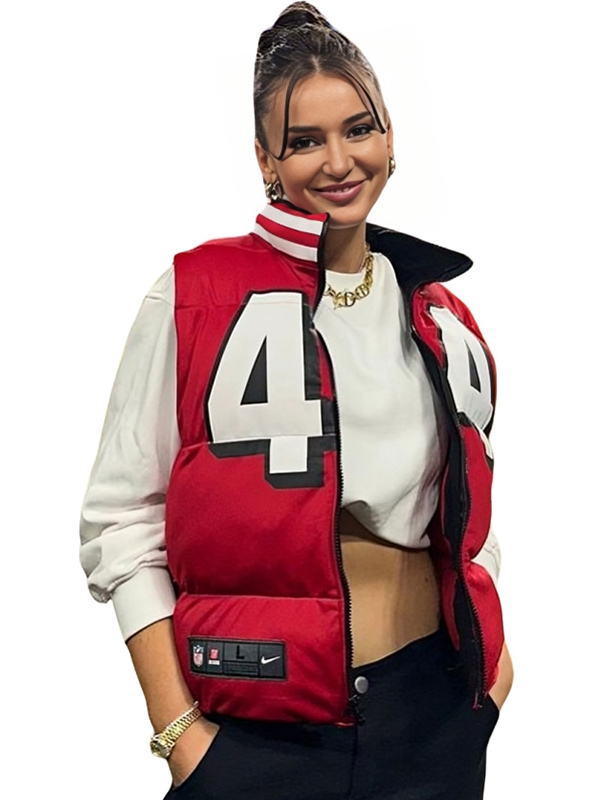 Kristin Juszczyk San Francisco 49ers Red Puffer Vest
