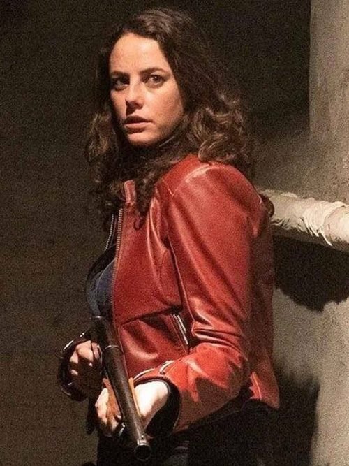 Kaya Scodelario Resident Evil Welcome to Raccoon City Red Leather Jacket