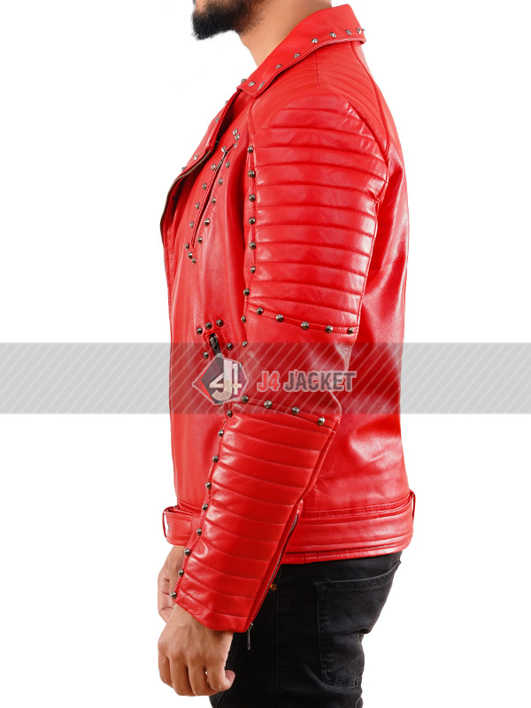 American singer Ginuwine Biker Studded Red Leather Jacket American singer Ginuwine Biker Studded Red Leather Jacket