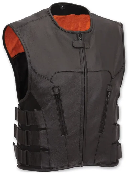 Men's Black Leather Vest