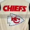 Taylor Swift Kansas City Chiefs Beige and Black Varsity Jacket
