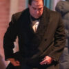 Colin Farrell The Penguin Oswald Cobblepot Black Shearling Trench Coat