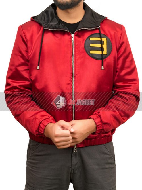 American Rapper Eminem Houdini Song Red Hooded Jacket