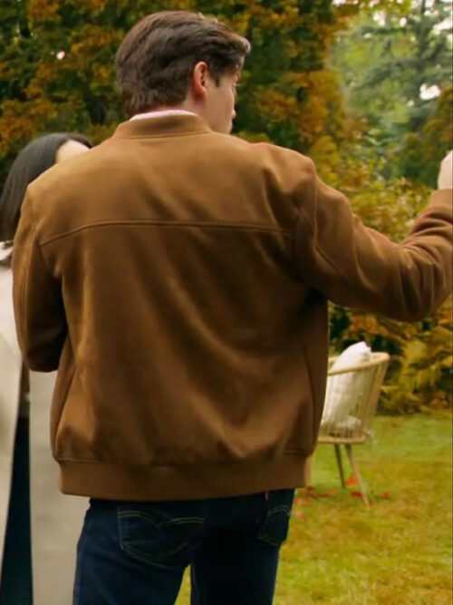 Brian Haunted Wedding Dominic Sherwood Suede Leather Bomber Jacket