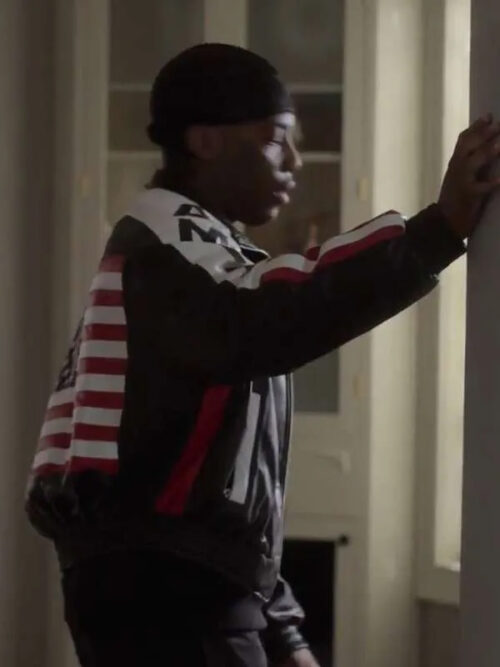 Cane Tejada Power Book II Ghost S01 Woody McClain Leather Black USA Flag Jacket