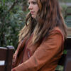 Catherine Missal Tell Me Lies 2024 Brown Suede Leather Shearling Jacket