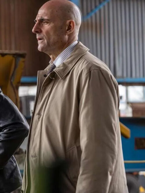 Mark Strong The Silent Hour 2024 Brown Cotton Coat