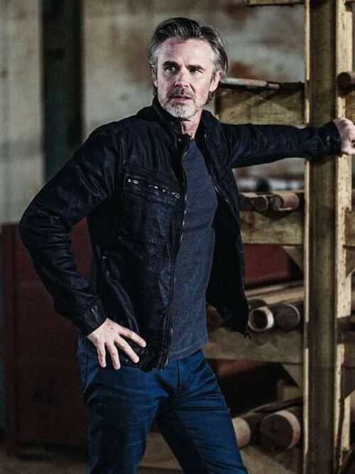 Sam Trammell 72 Hours Movie Sebastian James Black Leather Jacket
