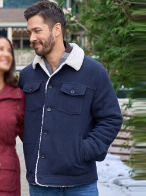 Christmas Under the Lights 2024 Luke Blue Shearling Jacket