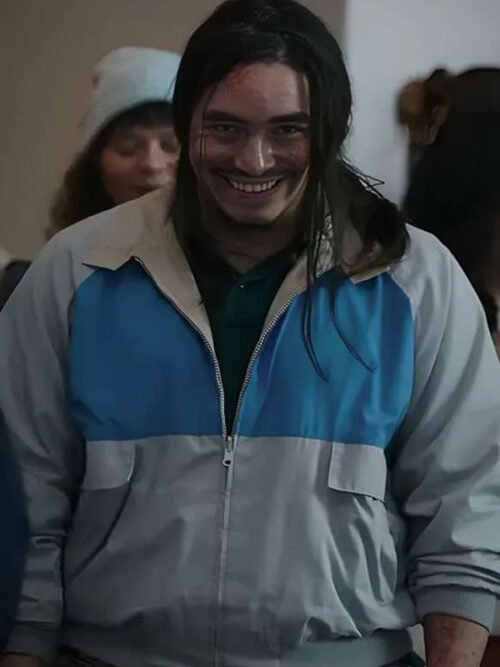 Iván Carlo Smile 2 Movie 2024 Alfredo Gray and Blue Track Bomber Jacket