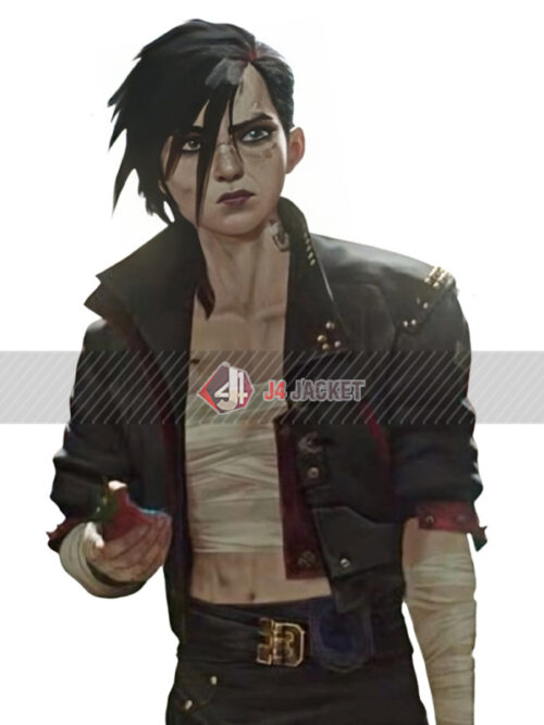 TV Series Arcane Season 2 VI Black Leather Jacket Cosplay