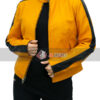 Kim Kardashian Kill Bill 2003 Yellow and Black Moto Leather Jacket