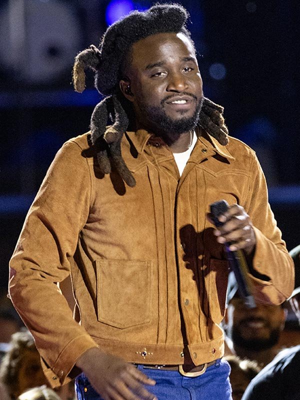 Shaboozey A Bar Song CMA Fest 2024 Brown Leather Jacket