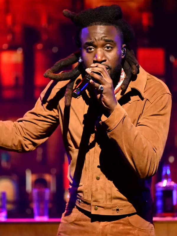 Shaboozey A Bar Song (Tipsy) CMA Awards 2024 Brown Suede Leather Jacket
