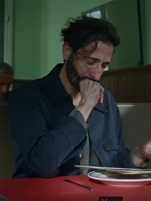 The Brutalist Adrien Brody Blue Cotton Jacket