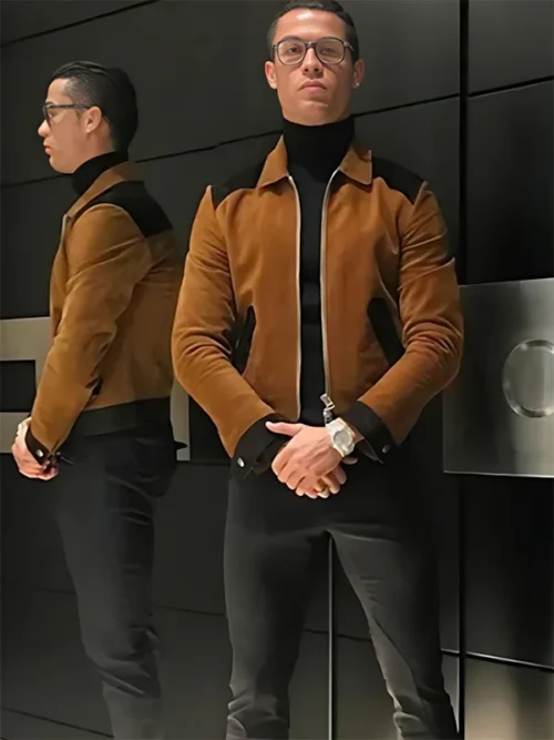 Cristiano Ronaldo Suede Brown Jacket​ Men