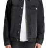 Men Waxed Black Trucker Jacket