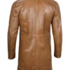 Men Mid-Length Brown Leather Coat