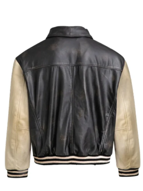 Mens Distressed Leather Varsity Jacket