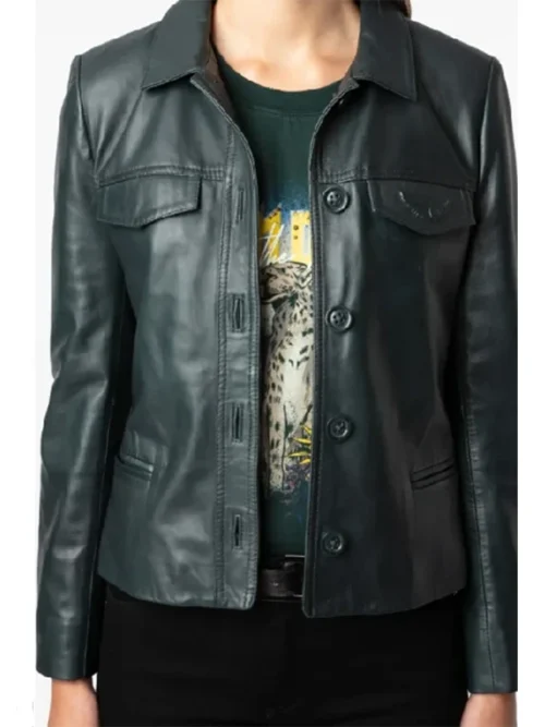 Javicia Leslie High Potential S01 Trucker Leather Jacket
