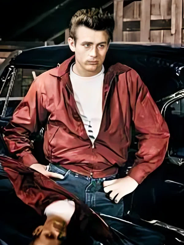 thumbnail image 2 of SP Men's Red Cotton Bomber Jacket - Rebel Without A Cause James Dean Jim Stark Style 2 of 4