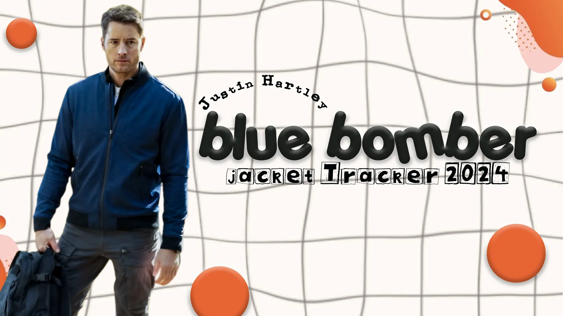 Justin Hartley blue bomber jacket Tracker 2024