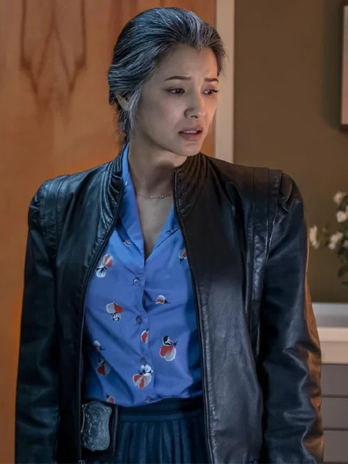 Kelly Hu BMF Black Leather Coat