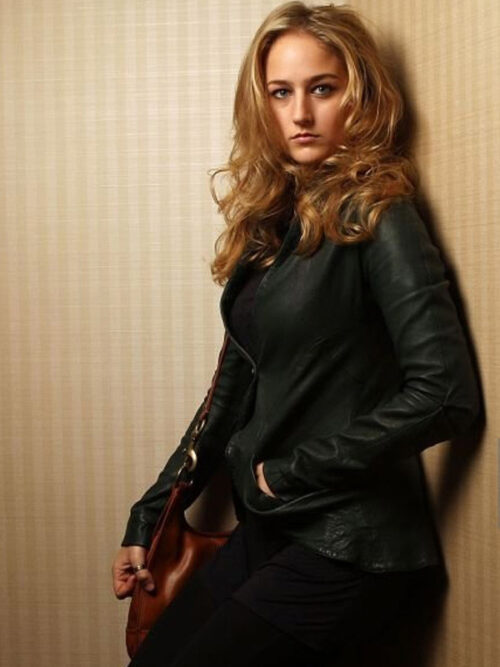 Leelee Sobieski Walk All Over Me Alberta Green Leather Jacket