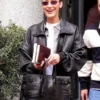Street Style Bella Hadid Black Leather Jacket