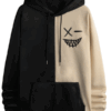 Mens Drawstring Grey and Beige Hoodie