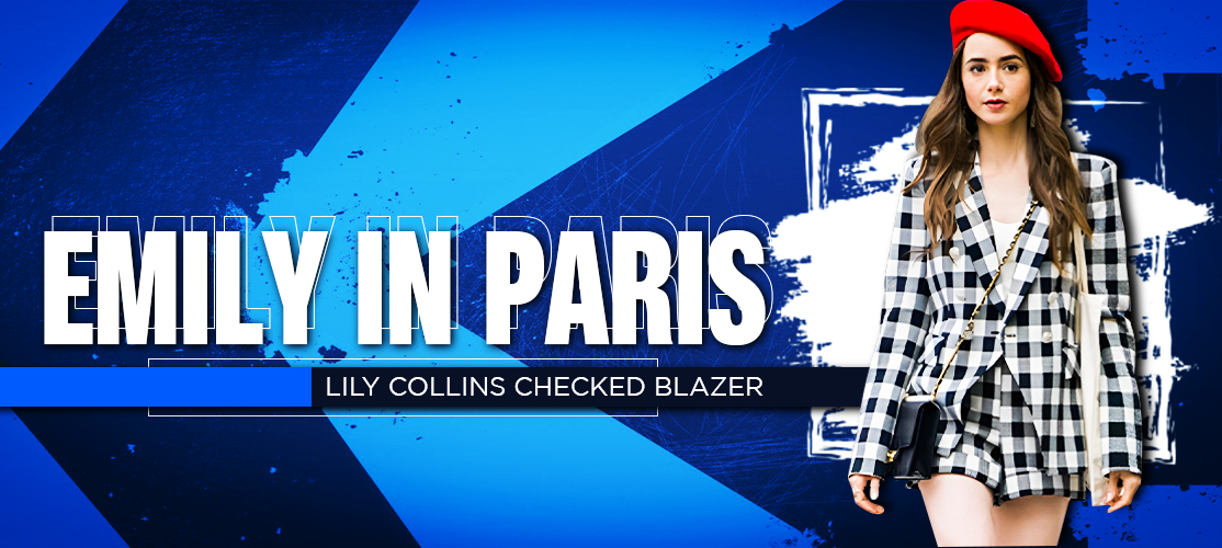 Contemporary Emily in Paris Lily Collins Checked Blazer