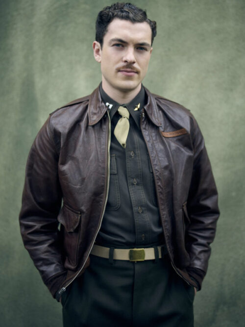 Nate Mann Masters of the Air TV-Series Brown Leather Jacket