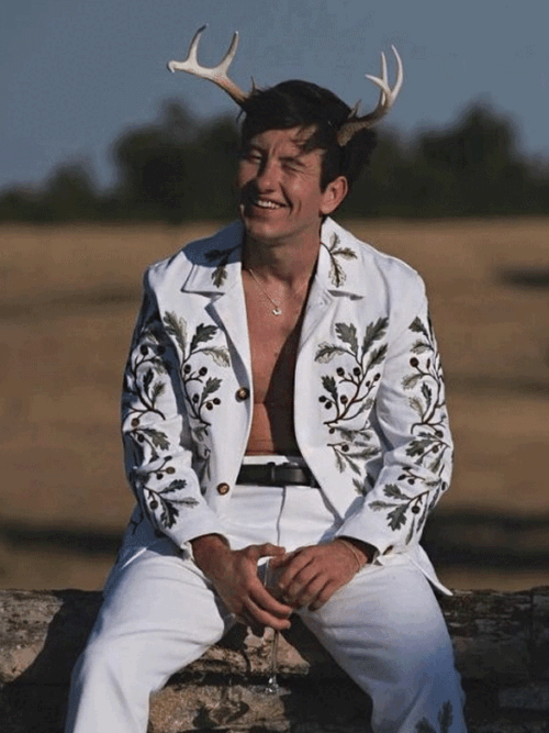 Oliver Quick Saltburn 2023 Barry Keoghan Green Jacket