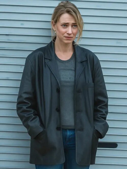 Buy All of You 2025 Imogen Poots Black Leather Coat