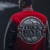 Shop Bankroll Fresh Red and Black Varsity Jacket