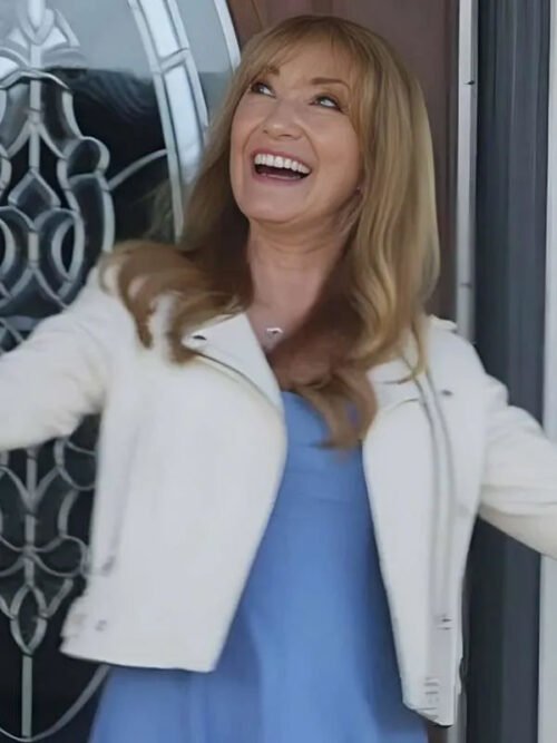 Buy Celebrity IOU 2025 Jane Seymour White Biker Jacket