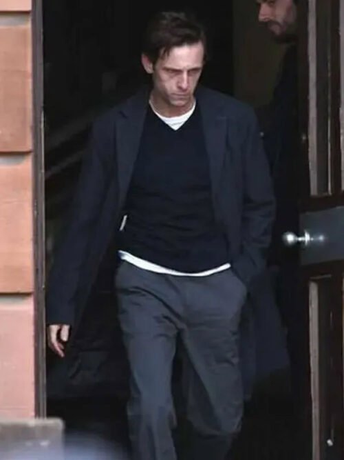Buy Jamie Bell Half Man Black Wool Coat