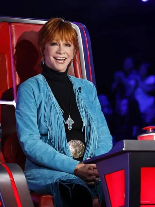 Shop American Actress Reba McEntire The Voice Blue Suede Leather Coat