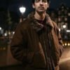 Shop A Very Jonas Christmas Movie Joe Jonas Brown Suede Jacket
