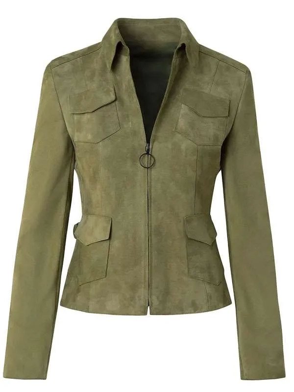 Buy Laurel Hammond-Muntz Elsbeth Amy Sedaris Green Leather Jacket